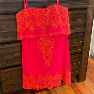 BCBG magenta and orange dress size 0